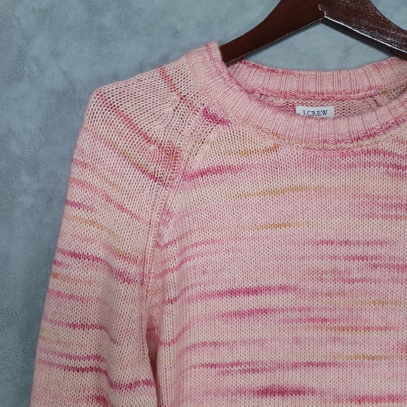 NWT J.Crew Women’s Pink Space Dye Knit Sweater M Crewneck Cozy Soft Pullover - Picture 5 of 13